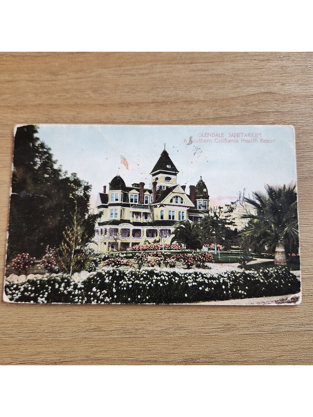 Vtg Postcard 1907-1915 Glendale Sanitarium, California (CA) Hand Colored Litho